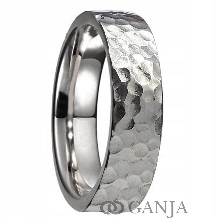 Młotkowana tytanowa obrączka szer.5mm wzór BT45