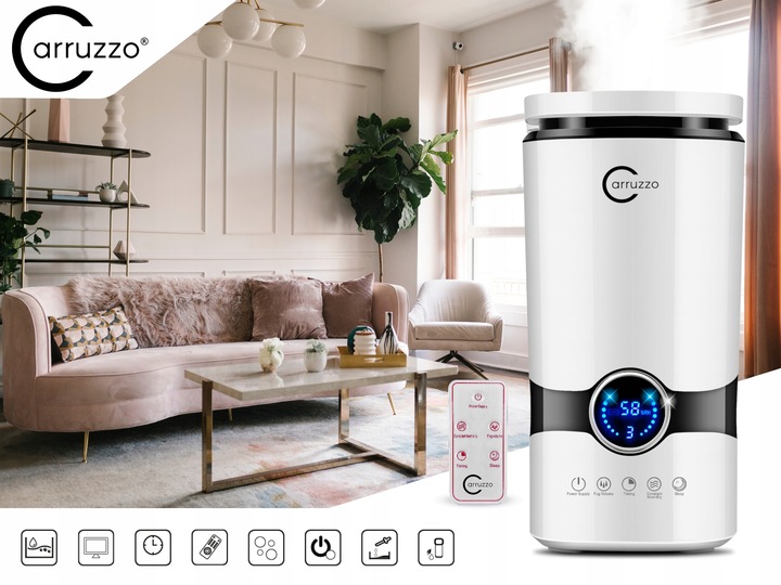 Nawilżacz powietrza AUTOMATYCZNY + AROMATERAPIA 3w1 +12 OLEJKÓW FILTR