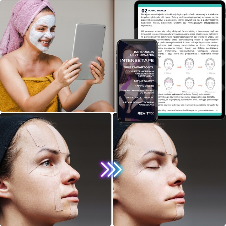 TAŚMA DO BIUSTU TAPINGU TWARZY 5m KINEZJOLOGICZNA KINESIO LIFT TAPE TEJPY