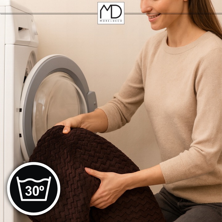 Koc pled narzuta 200x220cm na łóżko ciepły miękki prezent wzór brązowy brąz