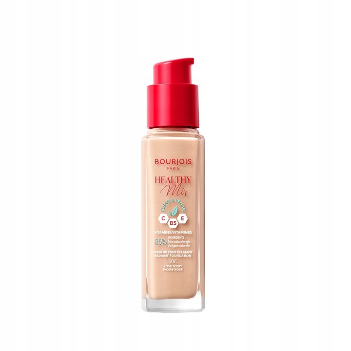 BOURJOIS Healthy Mix Clean Wegański Podkład do twarzy 30ml - 50 Rose Ivory
