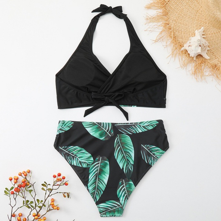 STRÓJ KĄPIELOWY DWUCZĘŚCIOWY KOSTIUM WYSOKI STAN SEXY BIKINI PUSH UP BOHO L
