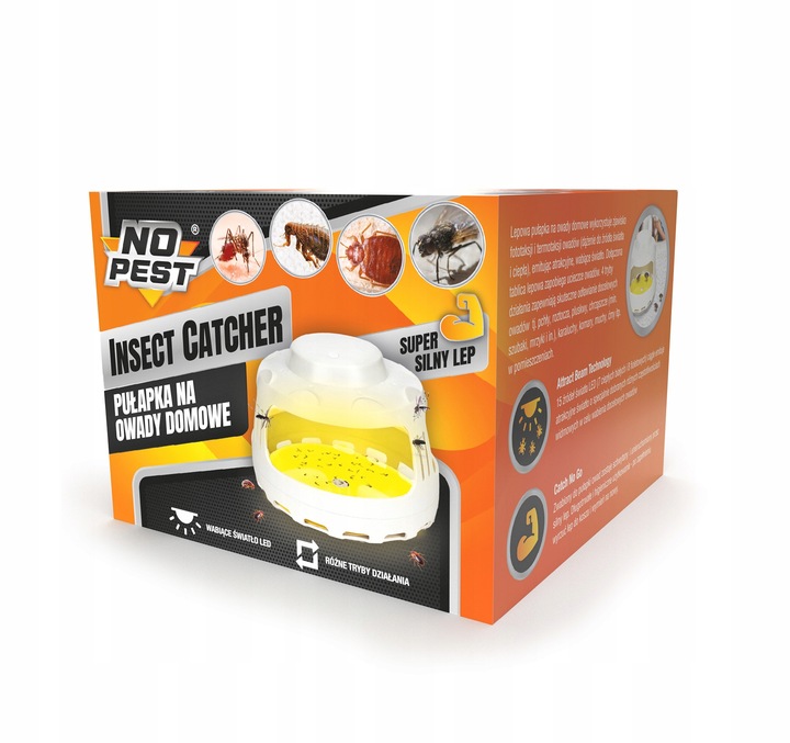 PUŁAPKA LEPOWA LEP LAMPA NA PLUSKWY PCHŁY KOMARY MUCHY CHRZĄSZCZE MOLE