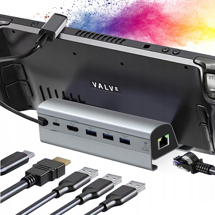 WIELOFUNKCYJNA STACJA DOKUJĄCA + 3*PORTY USB A 3.0 + PORT TYPE-C