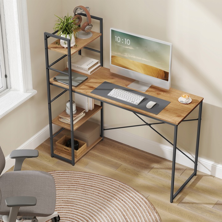 Biurko z Regałem MAX 4.0 Nowoczesne Loft Do Pokoju Biura Dąb