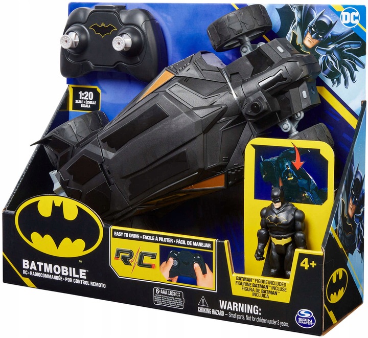 ZESTAW BATMAN BATMOBILE ZDALNIE STEROWANY + FIGURKA POJAZD AUTO RC PILOT