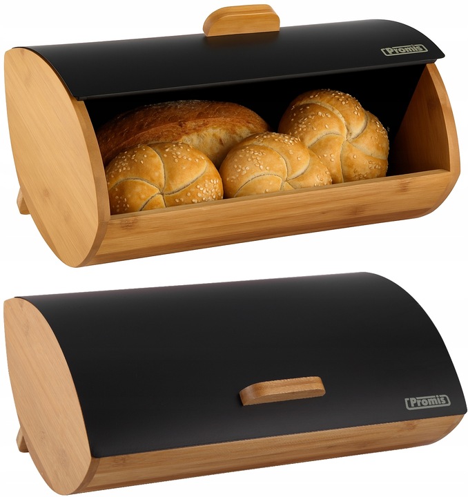 DUŻY CHLEBAK DREWNIANY METALOWY PROMIS POJEMNIK NA PIECZYWO CHLEB