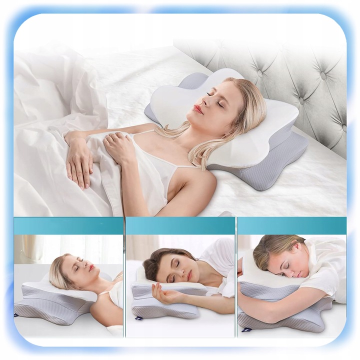 PODUSZKA ORTOPEDYCZNA ERGONOMICZNA PIANKI MEMORY PROFILOWANA POD KARK SZYJĘ