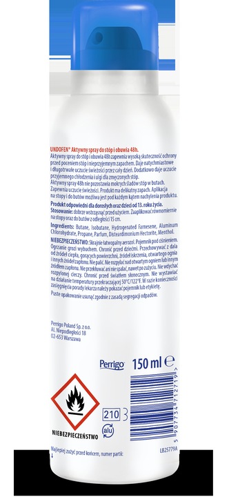 UNDOFEN Spray do Stóp i Obuwia 48H Przeciw Poceniu i Neutralizacji Zapachu