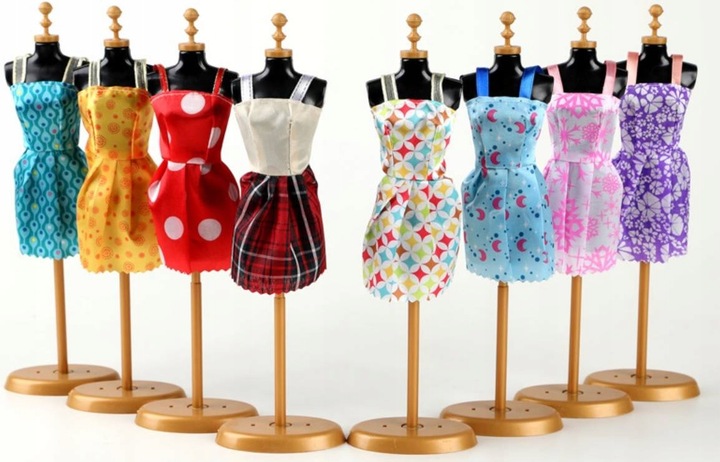 SUKIENKI DLA LALEK + AKCESORIA GADŻETY UBRANKA WÓZEK MEGA ZESTAW 125 SZT