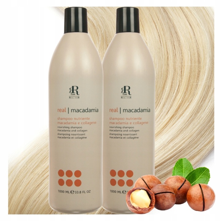 SZAMPON Do Włosów REAL STAR MACADAMIA Nawilżający RR Line Shampoo 1000 ml