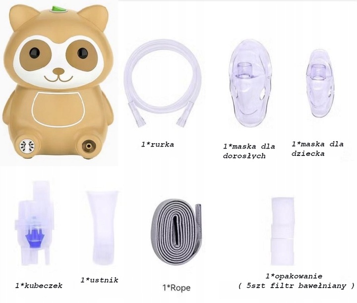 NEBULIZATOR KOMPRESOWY INHALATOR KOMPRESOROWY CICHY DLA DZIECI SZOP