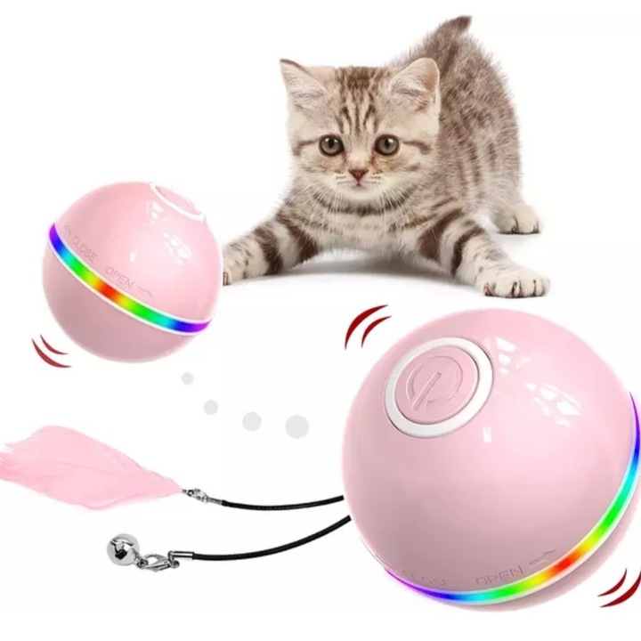 INTERAKTYWNA ZABAWKA PIŁKA DLA KOTA + DODATKI