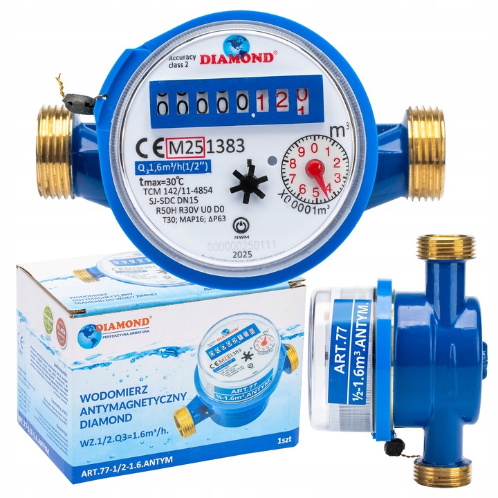WODOMIERZ LICZNIK MIERNIK DO WODY ZIMNEJ ANTYMAGNETYCZNY 1/2" Q3 - 1,6