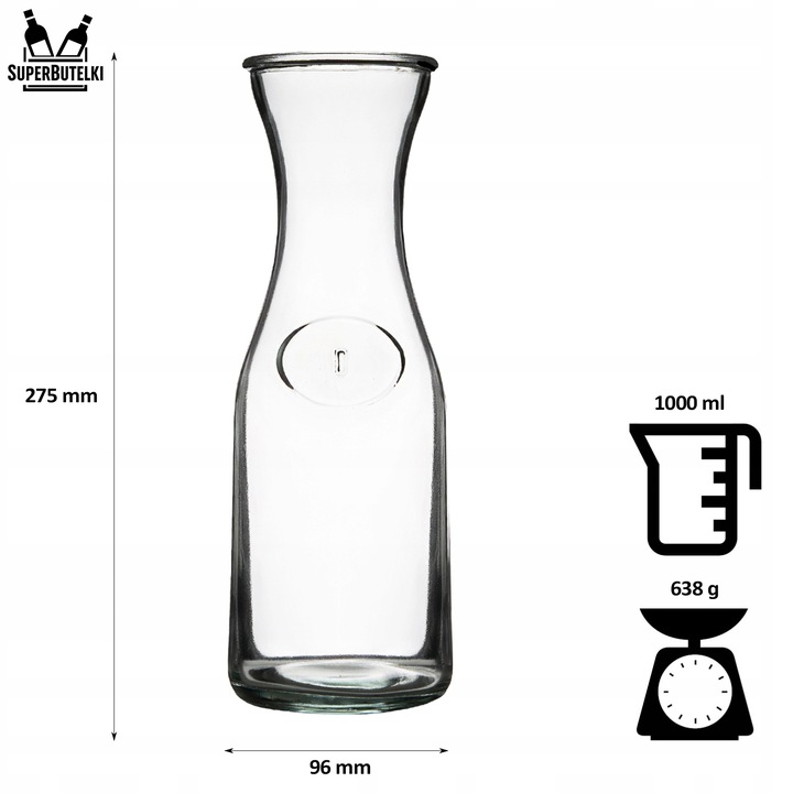 5x SZKLANA KARAFKA 1L DZBANEK NA WODĘ SOKI LEMONIADĘ NAPOJE DO WODY WINA