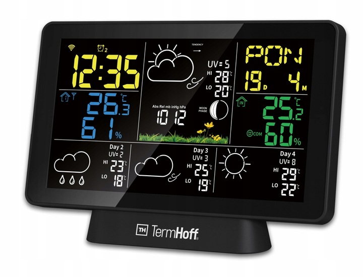 Stacja Pogody WiFi TUYA TermHoff TH-WS7 Barometr Alarm Zegar J. Polski