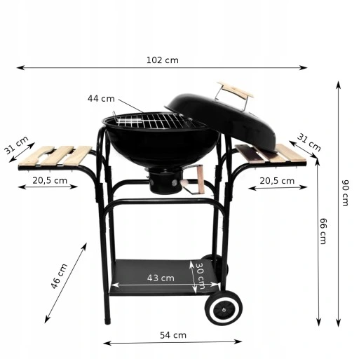 Grill WĘGLOWY na brykiet Ogrodowy zamykany POKRYWA POPIELNIK Gruba