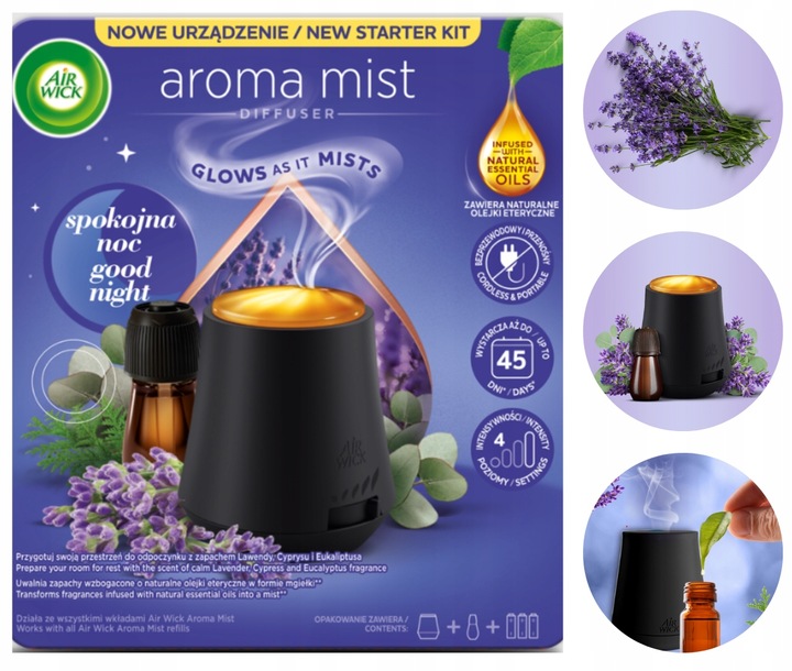 AIR WICK Aromatyczna Mgiełka Odświeżacz Powietrza Spokojna 20 ml Komplet