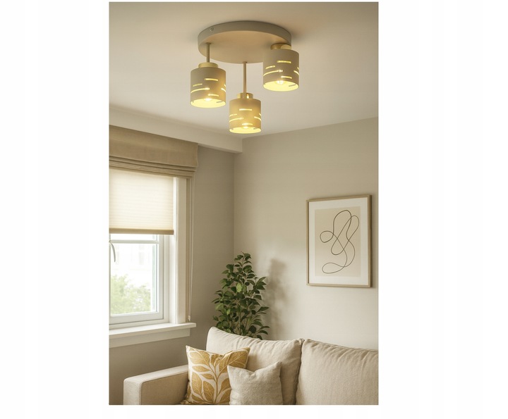 Lampa Sufitowa Plafon Żyrandol Ecru Beżowa Kaszmir Vox Led