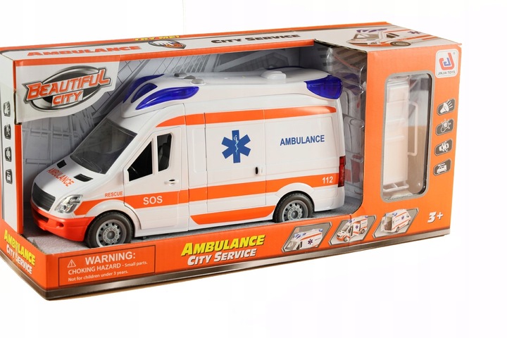 AUTO KARETKA POGOTOWIA AMBULANS ŚWIATŁO NOSZE OTWIERANE DRZWI GUMOWE KOŁA