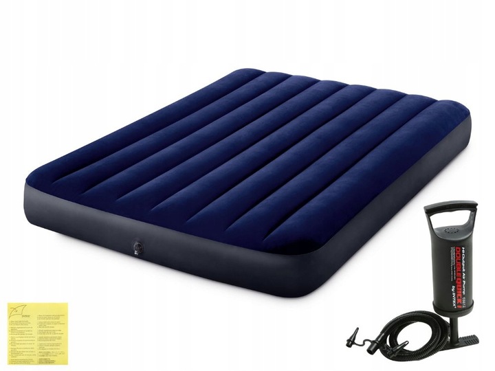 Materac Dmuchany Dwuosobowy Welurowy Łóżko Intex z Pompką MODEL 2024