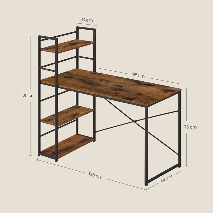Biurko z Regałem MAX 4.0 Nowoczesne Do Pokoju Biura LOFT Rustykalne