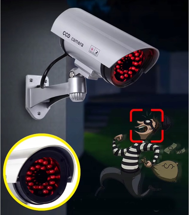 KAMERA ATRAPA IR LED MONITORING KAMERA ZEWNĘTRZNA ŚCIENNA Z DIODĄ MIGAJĄCA