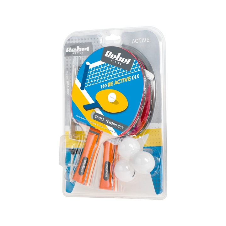 Zestaw rakietek do tenisa stołowego ping ponga z siatką Rebel