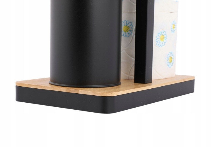 Stojak uchwyt wieszak na papier toaletowy i szczotkę do WC czarny