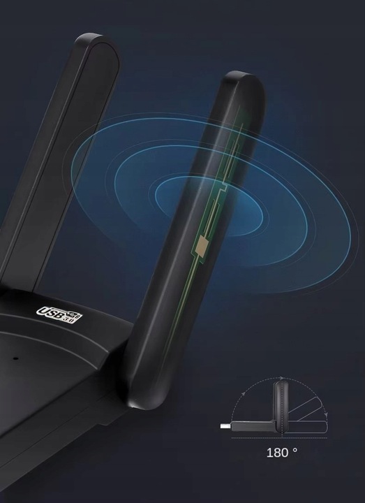 Adapter WiFi USB 3.0 Karta Sieciowa 1300MBps 5Ghz do Komputera Antena Wi-Fi