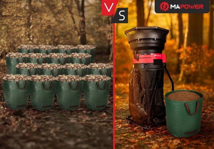 ROZDRABNIACZ DO LIŚCI MULCZER ROZDRABNIARKA ELEKTRYCZNY DUŻY ZBIORNIK