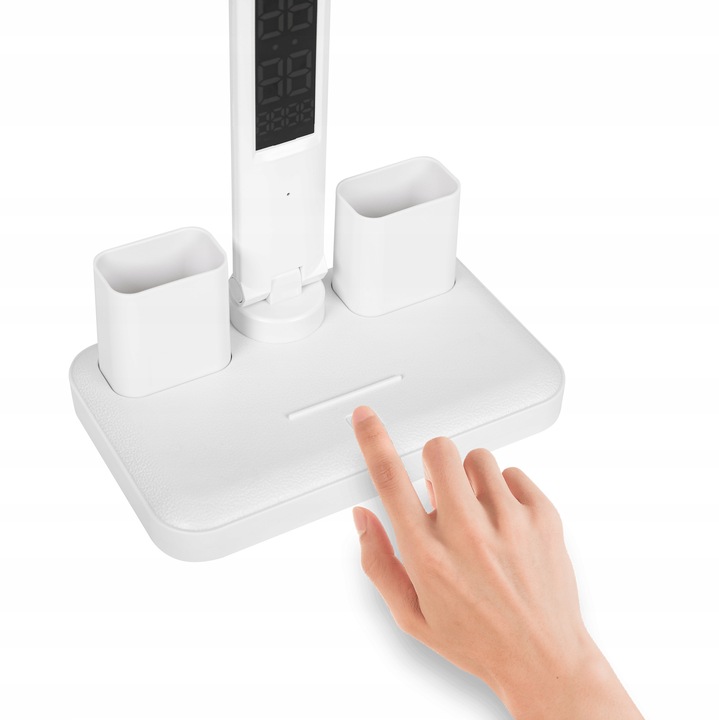 PODWÓJNA LAMPKA BIURKOWA LED Z WYŚWIETLACZEM ZEGAR DATA ORGANIZER TEMP