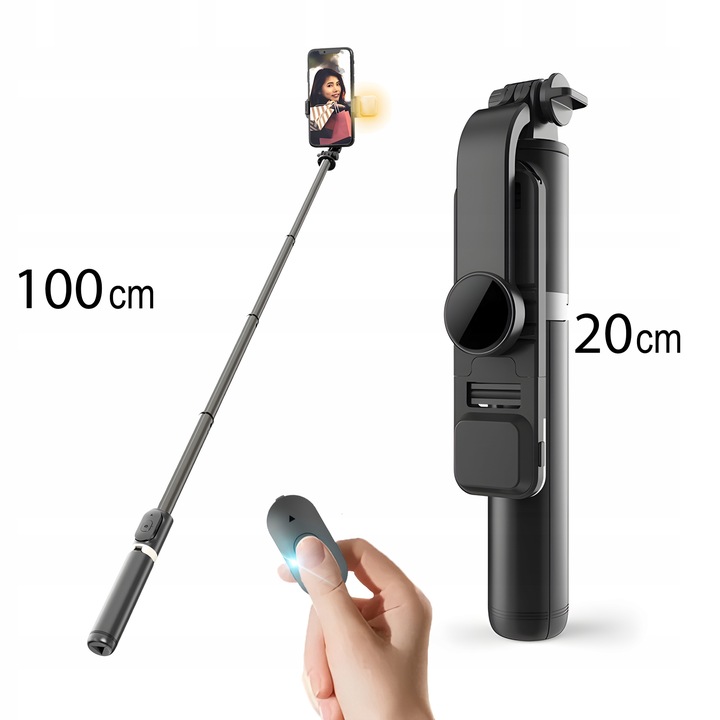 SELFIE STICK STATYW KIJEK DO TELEFONU Z PILOTEM LAMPA LED BLUETOOTH TRIPOD