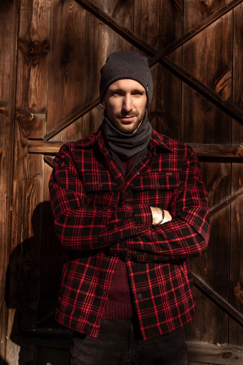 Komplet męski na POLARZE czapka + komin Grafitowy