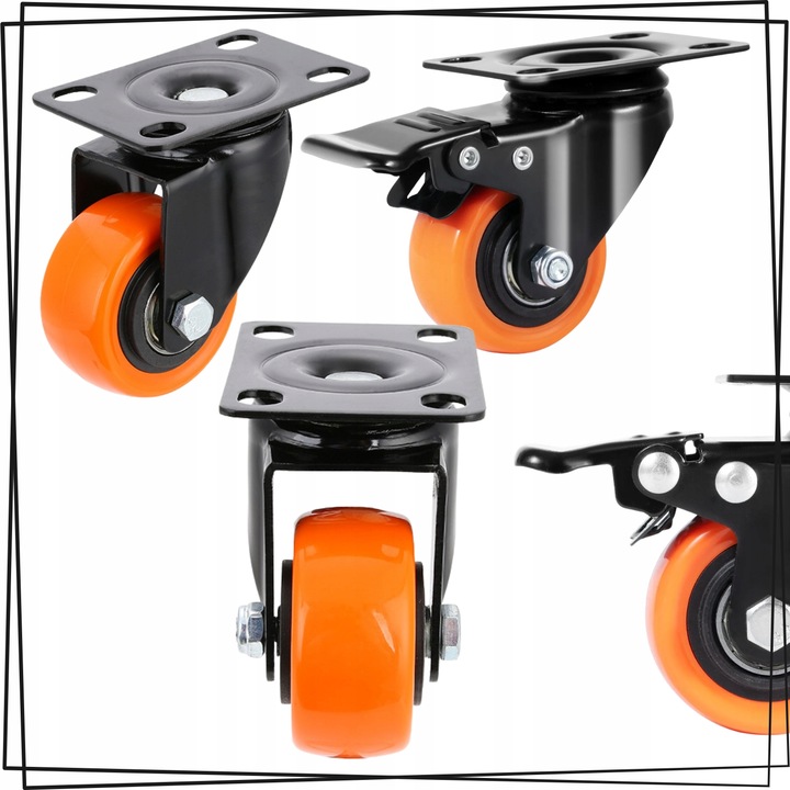 KÓŁKA OBROTOWE JEZDNE MAŁE KOŁA SKRĘTNE ZESTAW JEZDNY 4szt 300kg +