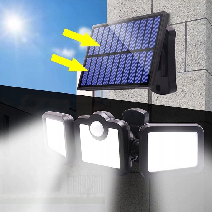 MOCNA LAMPA SOLARNA 3w1 LED COB OSOBNY PANEL CZUJNIK RUCHU ZMIERZCHU +PILOT