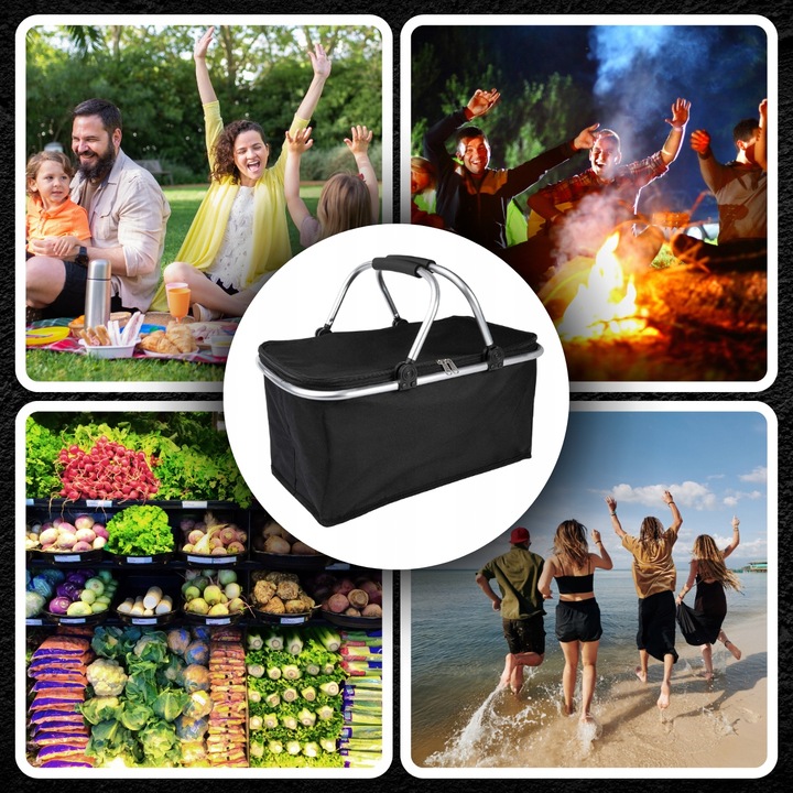 KOSZ PIKNIKOWY SKŁADANY KOSZYK TERMICZNY NA ZAKUPY PIKNIK RÓŻNE WZORY