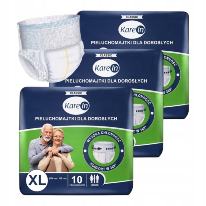 PIELUCHOMAJTKI PAMPERSY DLA DOROSŁYCH KAREIN CLASSIC XL 30 SZTUK
