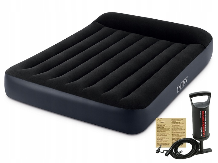 Materac Dmuchany Dwuosobowy Welurowy Łóżko Intex z Pompką MODEL 2024