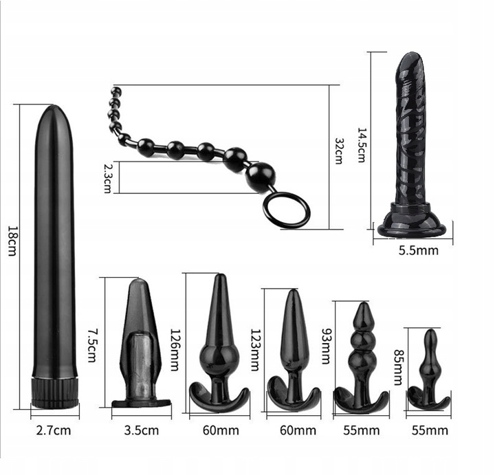 SEX ZESTAW KOREK ANALNY DILDO WIBRATOR SONDA 8el.