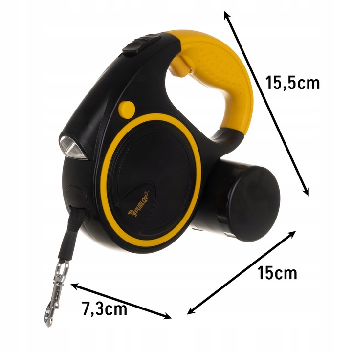 Smycz dla Psa Kota Automatyczna z Latarką Zwijana Pojemnik z Blokadą 5m