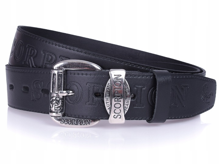 Pasek skórzany SCORPION czarny męski SKÓRA