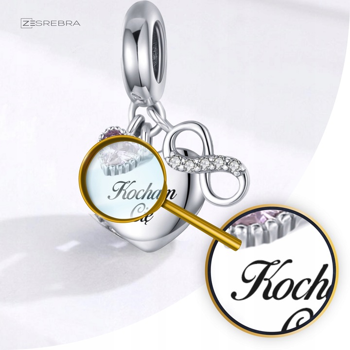 CHARMS SERCE srebro 925 NIESKOŃCZONOŚĆ GRAWER charms nieskończoność pr S925