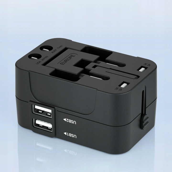 PRZEJŚCIÓWKA GNIAZDKA CAŁY ŚWIAT ADAPTER PODRÓŻNY ŁADOWARKA USB UNIWERSALNA