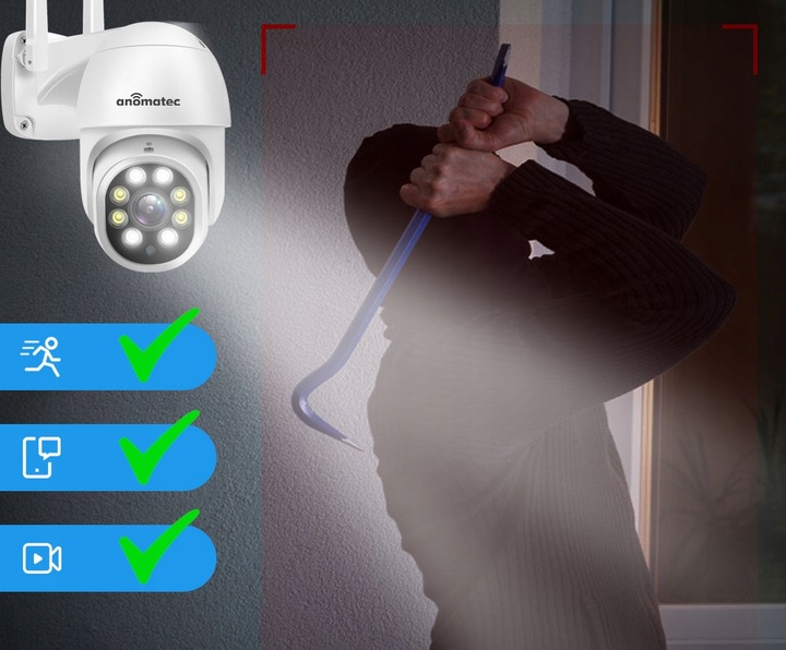 BEZPRZEWODOWA KAMERA OBROTOWA WIFI ZEWNĘTRZNA 4MPX DARMOWA APLIKACJA TUYA