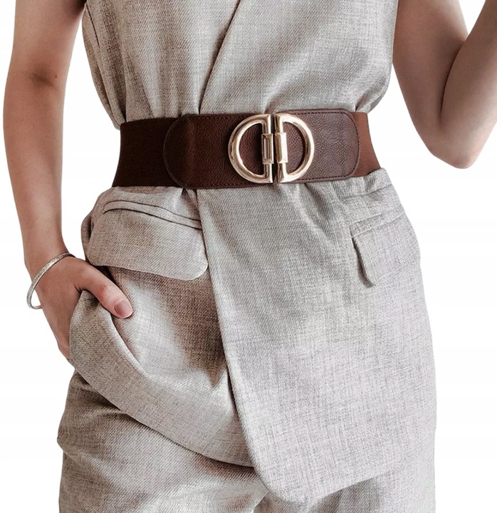 PASEK DAMSKI BRĄZOWY GUMA ELASTYCZNY 105-150 CM DO SUKIENKI MARYNARKI