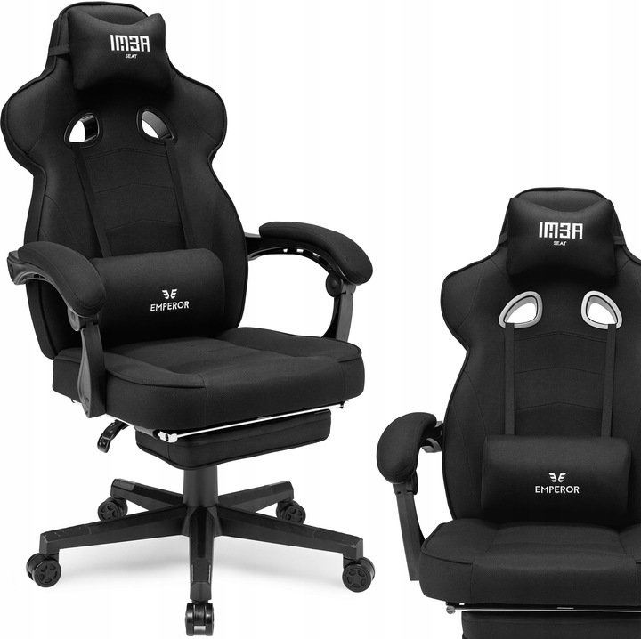 Fotel gamingowy biurowy krzesło gracza Emperor czarnyTkanina