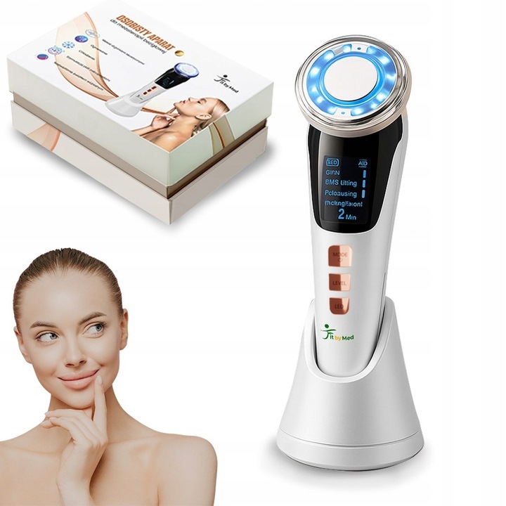 MASAŻER DO TWARZY EMS ULTRADŹWIĘKI FOTON KRIOTERAPIA MEZOTERAPIA 7w1