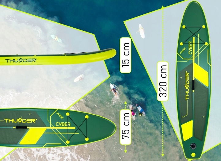 Deska SUP 320CM dmuchana wytrzymała pompowana do pływania zestaw Thunder