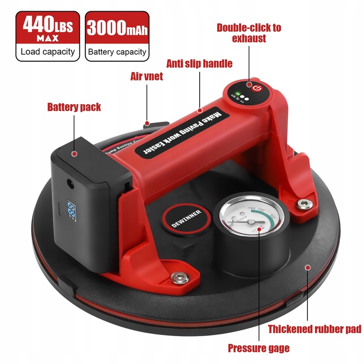 Automatyczna akumulatorowa elektryczna przyssawka próżniowa 2 x